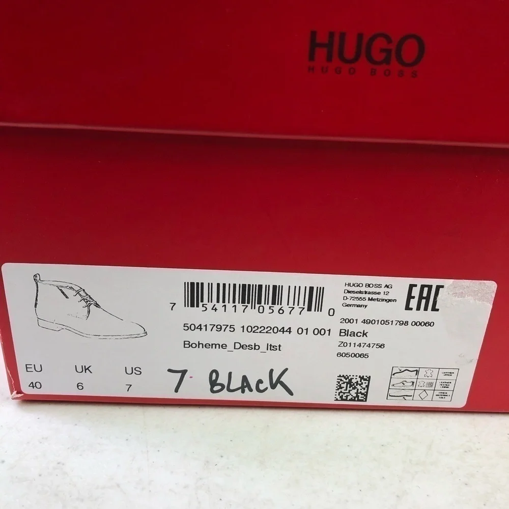 Hugo Boss Black Leather Chukka Lace Up Boots